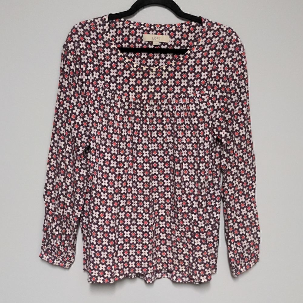 Loft Purple Long Sleeve Blouse